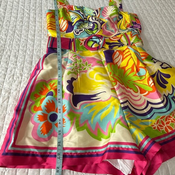 Lavender Brown Kendra Romper Pink Multi Floral Print Summer Outfit, S - Picture 10 of 15